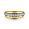 Fiora - 14K White  Yellow Gold Diamond Graduating Wide Band Ring - 0.35 ct