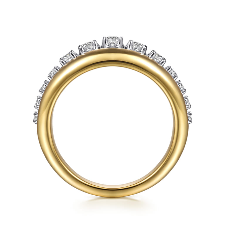 Fiora - 14K White  Yellow Gold Diamond Graduating Wide Band Ring - 0.35 ct - Shot 2