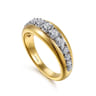 Fiora - 14K White  Yellow Gold Diamond Graduating Wide Band Ring - 0.35 ct
