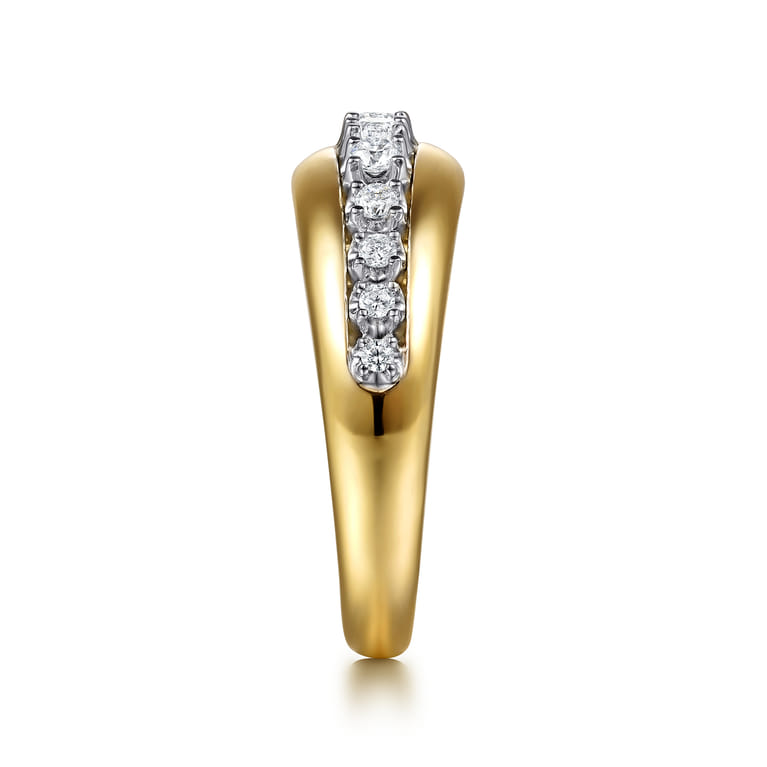 Fiora - 14K White  Yellow Gold Diamond Graduating Wide Band Ring - 0.35 ct - Shot 4