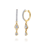 Fiora - 14K White  Yellow Gold Diamond Huggie Drop Earrings