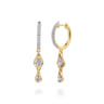 Fiora - 14K White  Yellow Gold Diamond Huggie Drop Earrings - 0.35 ct