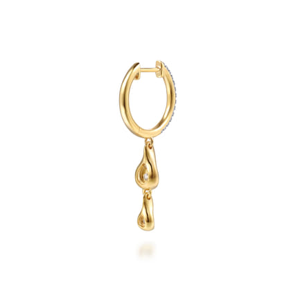 Fiora - 14K White  Yellow Gold Diamond Huggie Drop Earrings