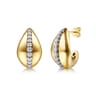 Fiora - 14K White  Yellow Gold Diamond J Hoop Earrings - 0.32 ct