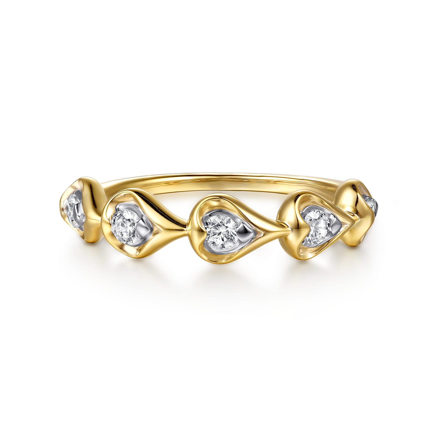 Fiora - 14K White  Yellow Gold Diamond Stackable Ring - 0.25 ct - Shot 1