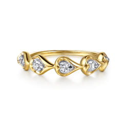 Fiora - 14K White  Yellow Gold Diamond Stackable Ring