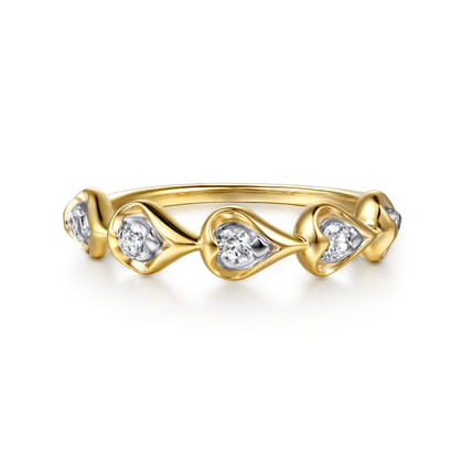 Fiora - 14K White  Yellow Gold Diamond Stackable Ring