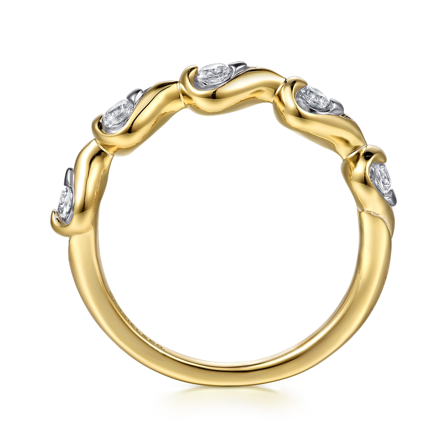 Fiora - 14K White  Yellow Gold Diamond Stackable Ring - 0.25 ct - Shot 2