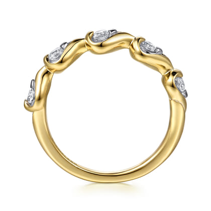 Fiora - 14K White  Yellow Gold Diamond Stackable Ring