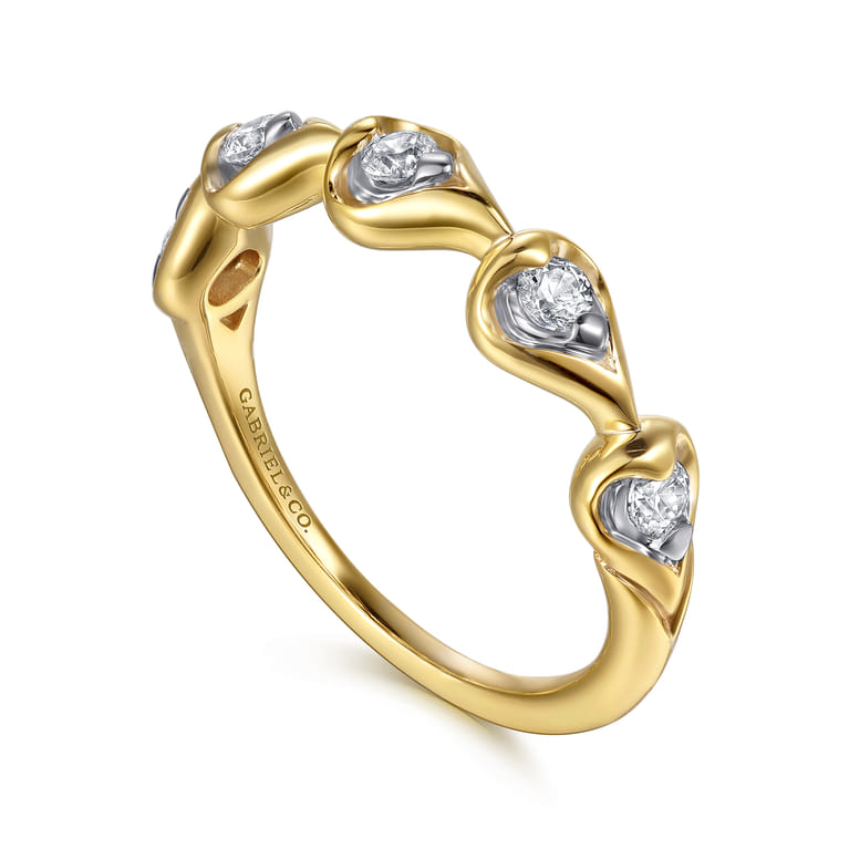 Fiora - 14K White  Yellow Gold Diamond Stackable Ring - 0.25 ct - Shot 3