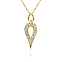 14K White & Yellow Gold Diamond Teardrop Necklace