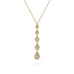 14K White & Yellow Gold Diamond Teardrop Necklace