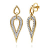Fiora - 14K White  Yellow Gold Diamond Teardrop Stud Drop Earrings - 1 ct