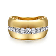 Fiora - 14K White  Yellow Gold Diamond Wide Band Ring