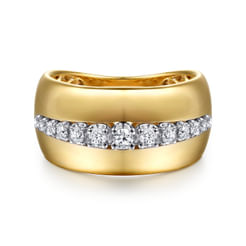 14K White & Yellow Gold Diamond Wide Band Ring