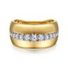 Fiora - 14K White  Yellow Gold Diamond Wide Band Ring - 0.25 ct