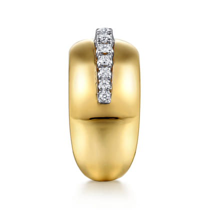 Fiora - 14K White  Yellow Gold Diamond Wide Band Ring