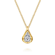 Fiora - Pendant Necklace Teardrop 14K White and Yellow Gold Diamond 0.18ct