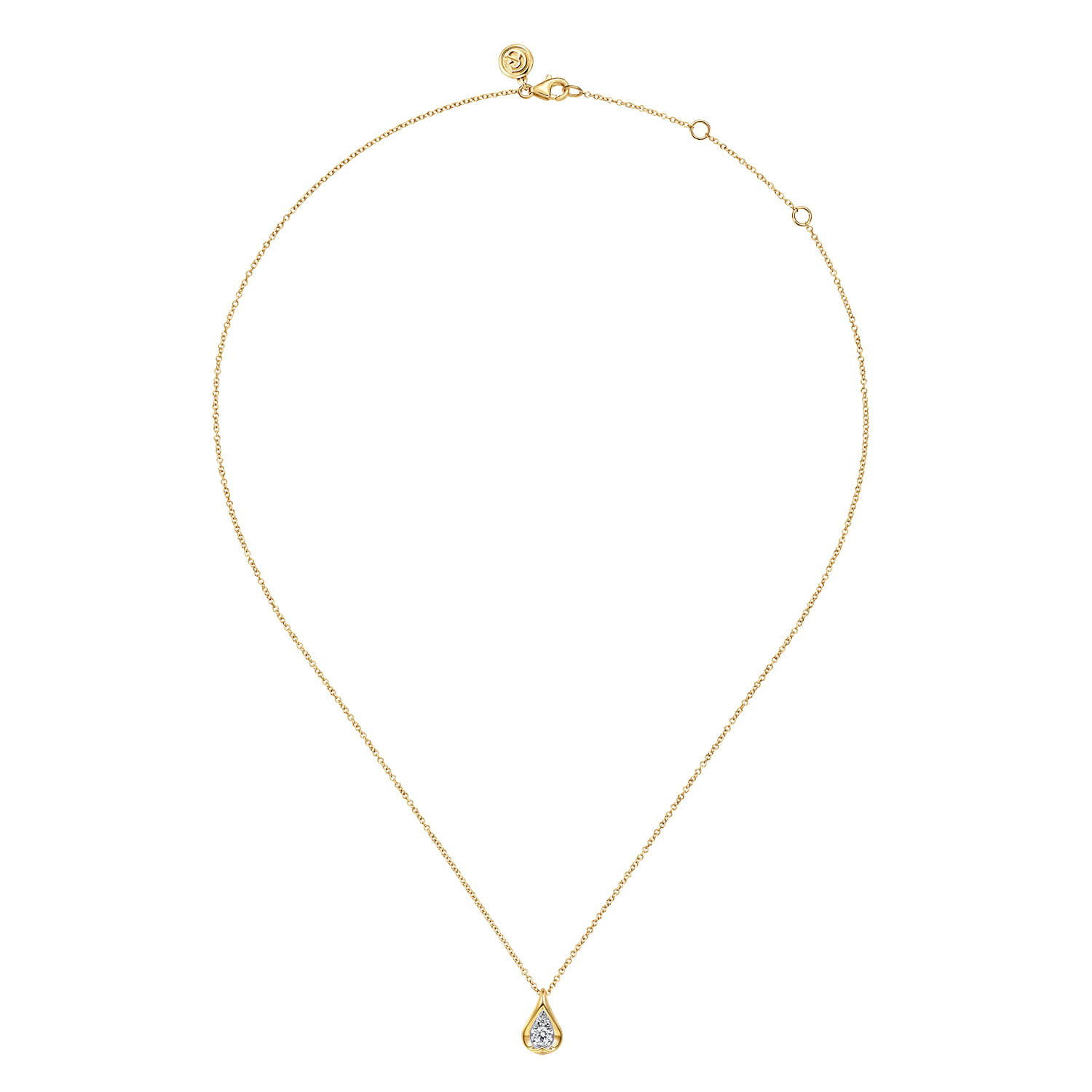 Fiora - Pendant Necklace Teardrop 14K White and Yellow Gold Diamond 0.18ct - 0.18 ct - Shot 2