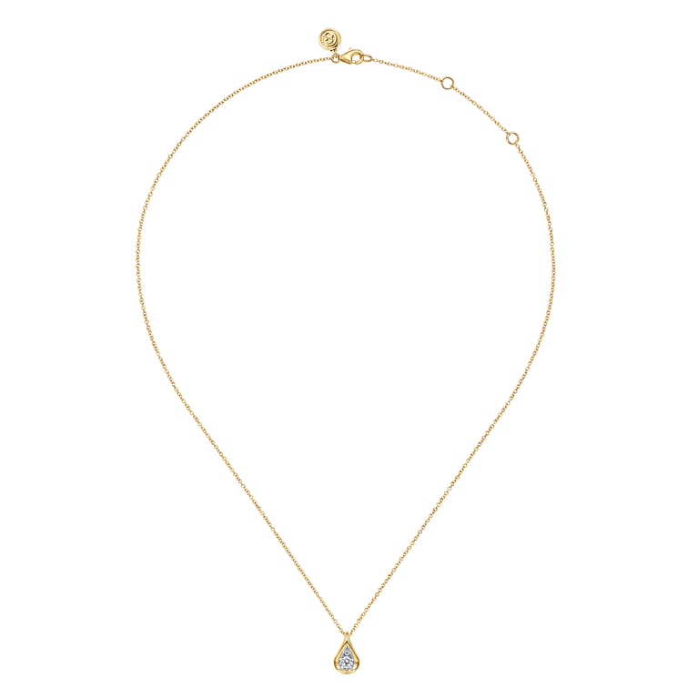 Fiora - Pendant Necklace Teardrop 14K White and Yellow Gold Diamond 0.18ct - 0.18 ct - Shot 2