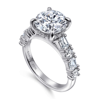 Fleure - 14K White Gold Round Diamond Engagement Ring