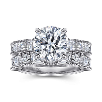 Fleure - 14K White Gold Round Diamond Engagement Ring