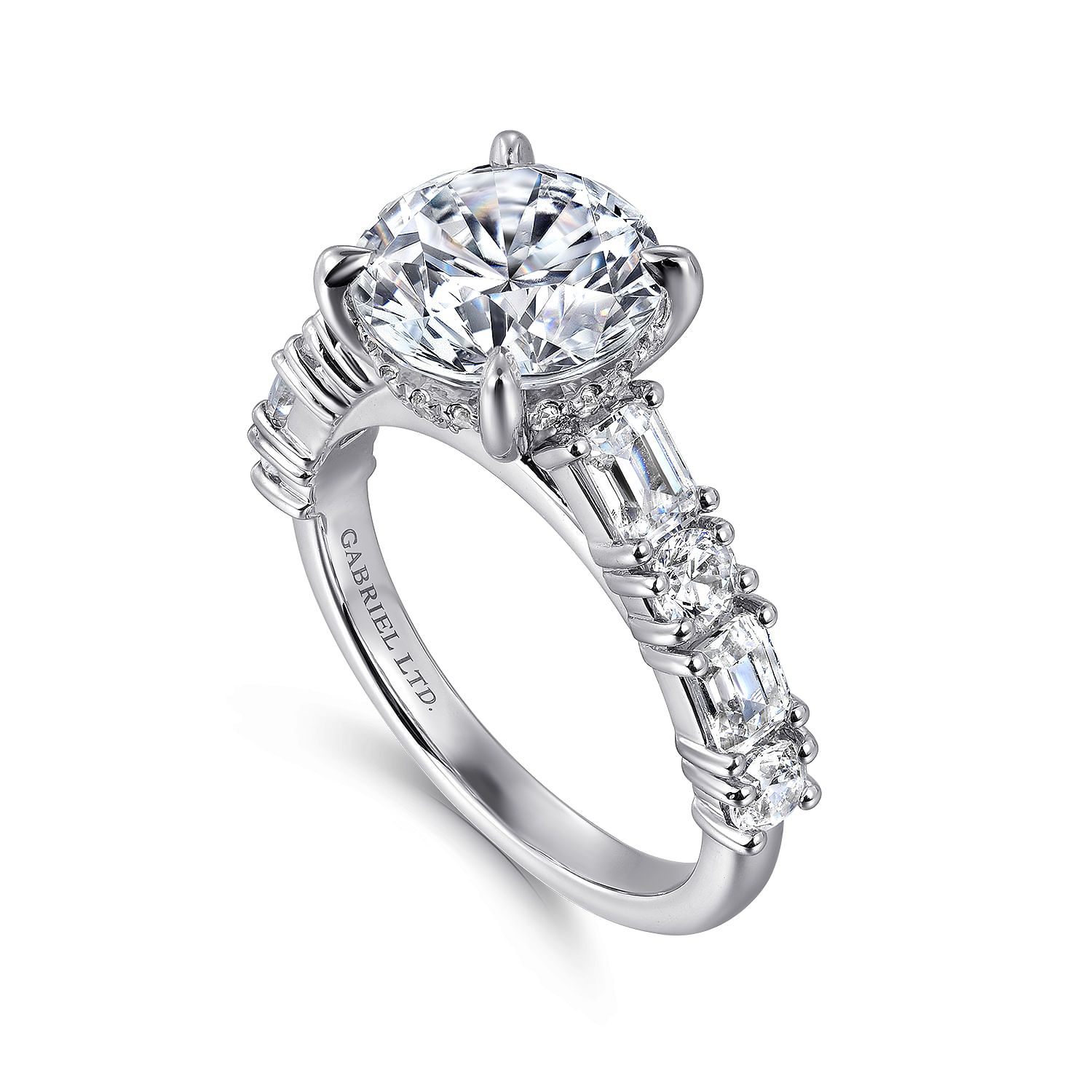 Fleure - 18K White Gold Round Diamond Engagement Ring