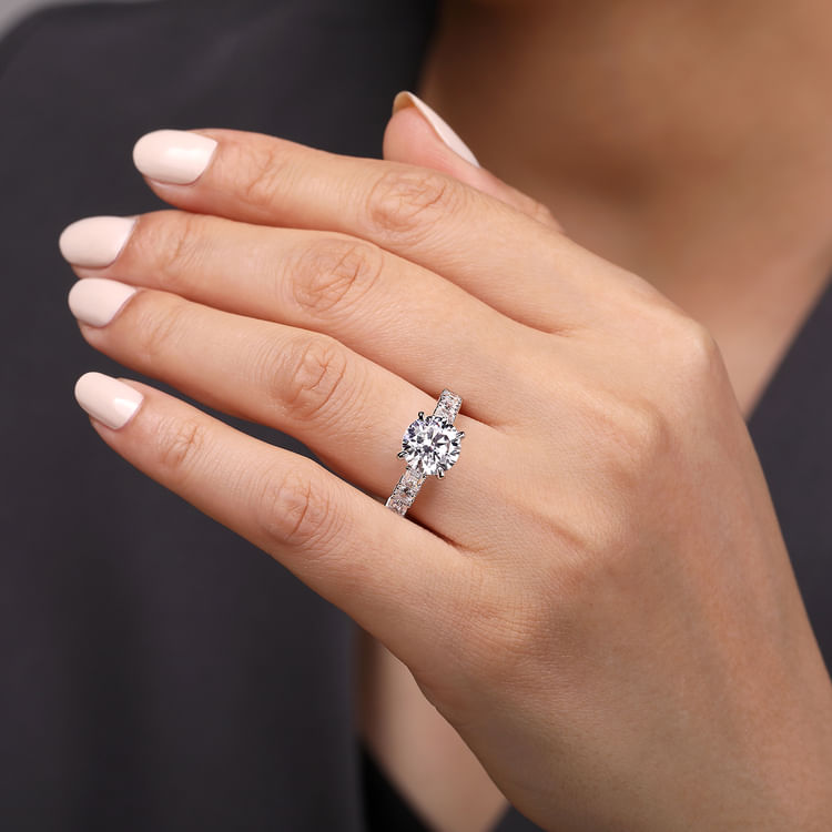 Fleure - 18K White Gold Round Diamond Engagement Ring