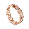 Flora - 14K Rose Gold Scrolling Floral Diamond Stackable Ring - 0.09 ct