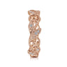 Flora - 14K Rose Gold Scrolling Floral Diamond Stackable Ring - 0.09 ct