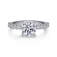 Florah - 14K White Gold Round Diamond Engagement Ring