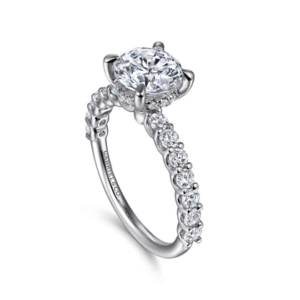 Florah - 14K White Gold Round Diamond Engagement Ring