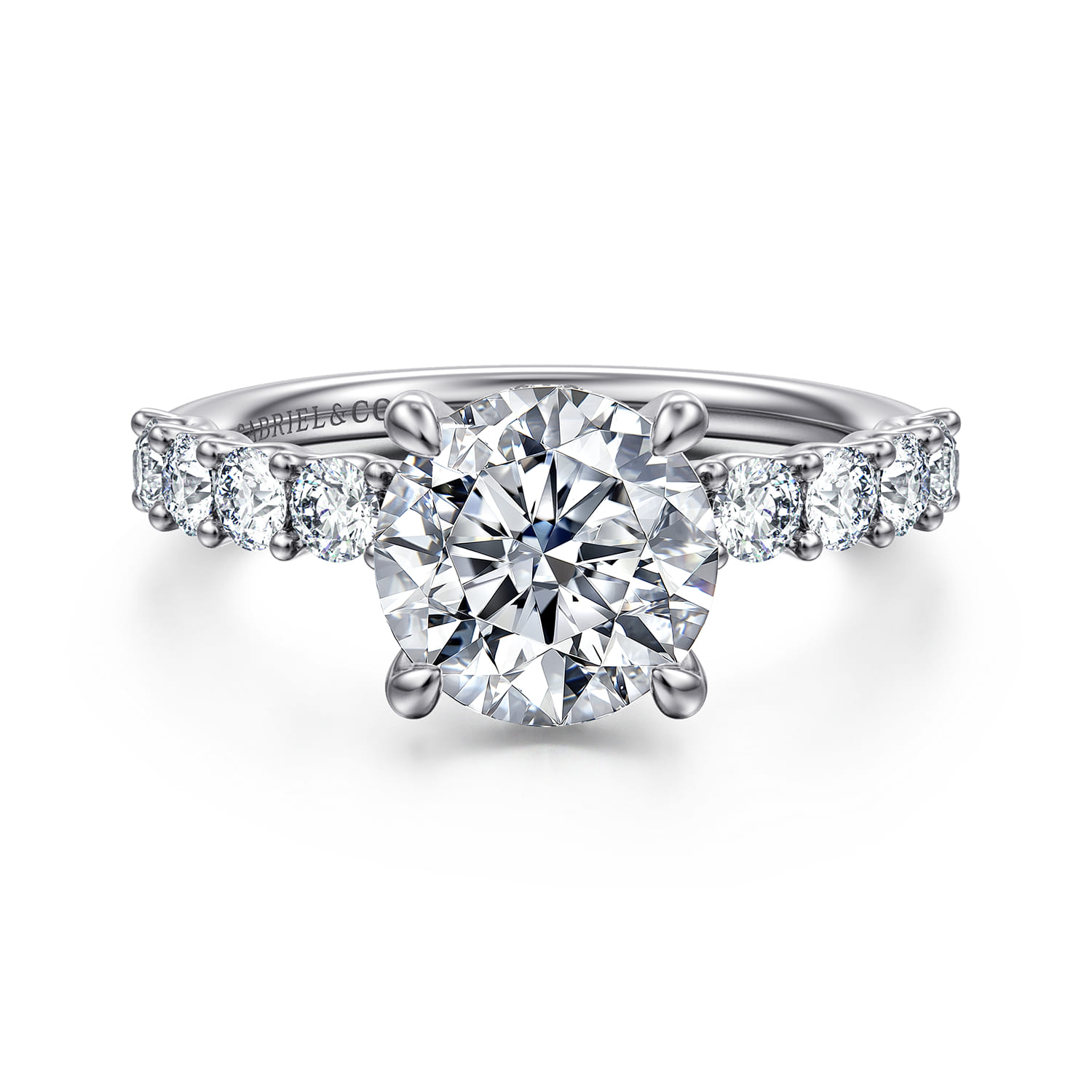 Florah - 14K White Gold Round Diamond Engagement Ring