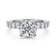 Florah - 14K White Gold Round Diamond Engagement Ring