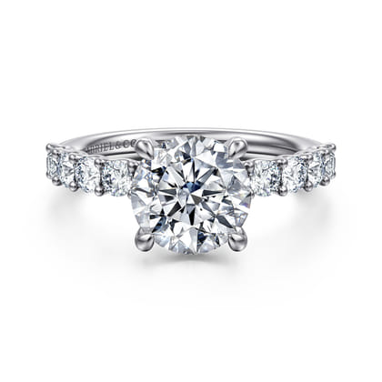 Florah - 14K White Gold Round Diamond Engagement Ring