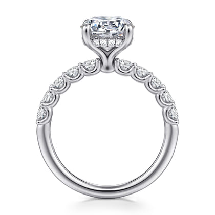 Florah - 14K White Gold Round Diamond Engagement Ring