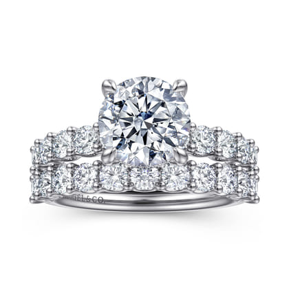 Florah - 14K White Gold Round Diamond Engagement Ring