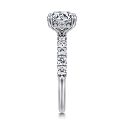 Florah - 14K White Gold Round Diamond Engagement Ring