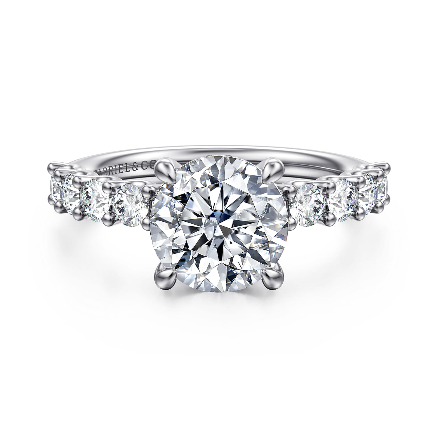 Florah - 14K White Gold Round Diamond Engagement Ring