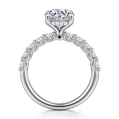 Florah - 14K White Gold Round Diamond Engagement Ring