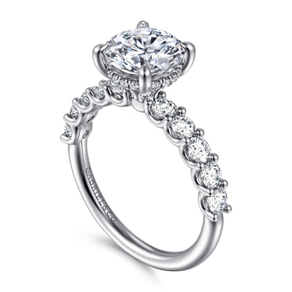Florah - 14K White Gold Round Diamond Engagement Ring
