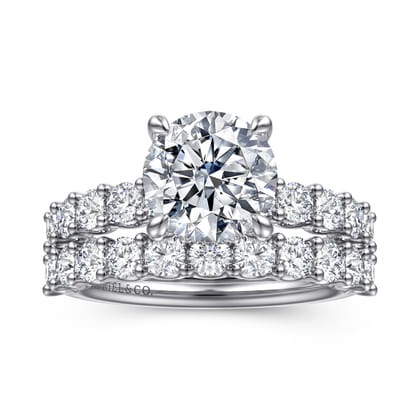 Florah - 14K White Gold Round Diamond Engagement Ring