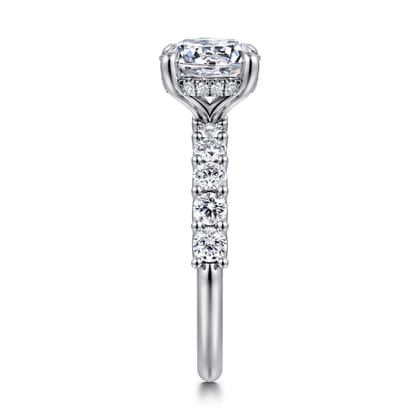Florah - 14K White Gold Round Diamond Engagement Ring