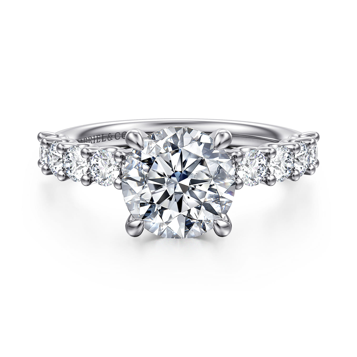Florah - 14K White Gold Round Diamond Engagement Ring