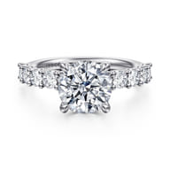 Florah - 14K White Gold Round Diamond Engagement Ring
