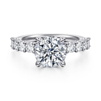 Florah - 14K White Gold Round Diamond Engagement Ring