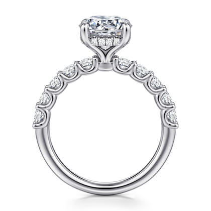 Florah - 14K White Gold Round Diamond Engagement Ring