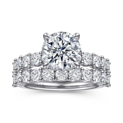 Florah - 14K White Gold Round Diamond Engagement Ring