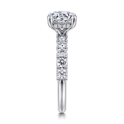 Florah - 14K White Gold Round Diamond Engagement Ring