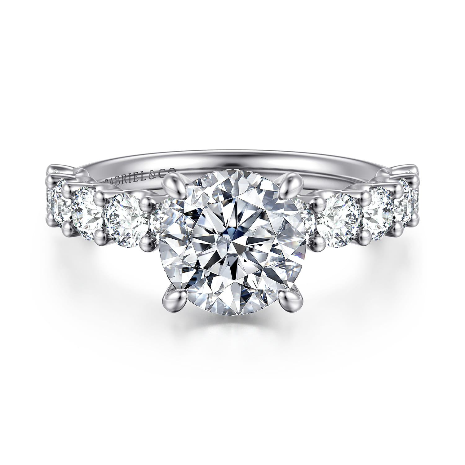 Florah - 14K White Gold Round Diamond Engagement Ring